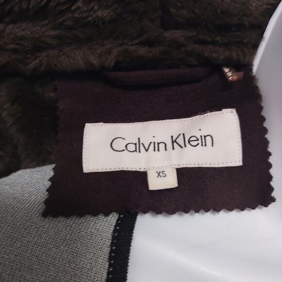 Calvin Klein Open Front Faux Fur Heavy Duty Warm Jacket Night Club Winter Snow - Picture 14 of 16